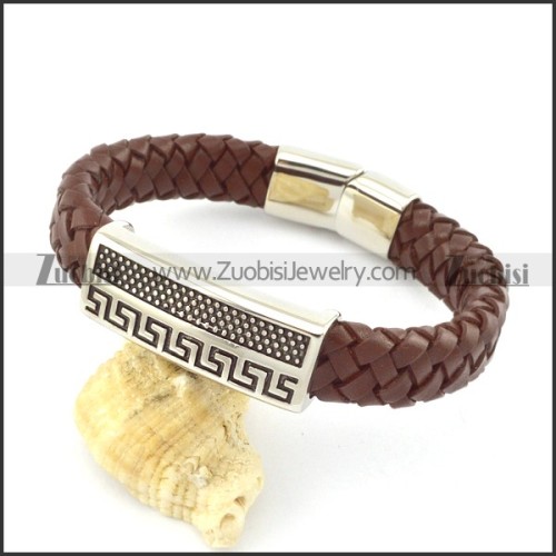 genuine leather bracelet in stainless steel b001958