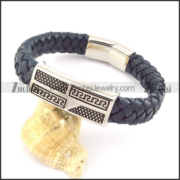 genuine leather bracelet in stainless steel b001962