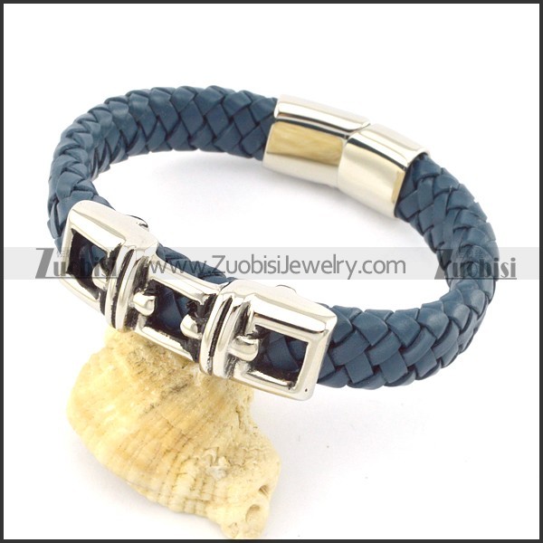 genuine leather bracelet in stainless steel b001906