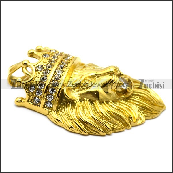 24K gold plating lion pendant with bling rhinestones p007560