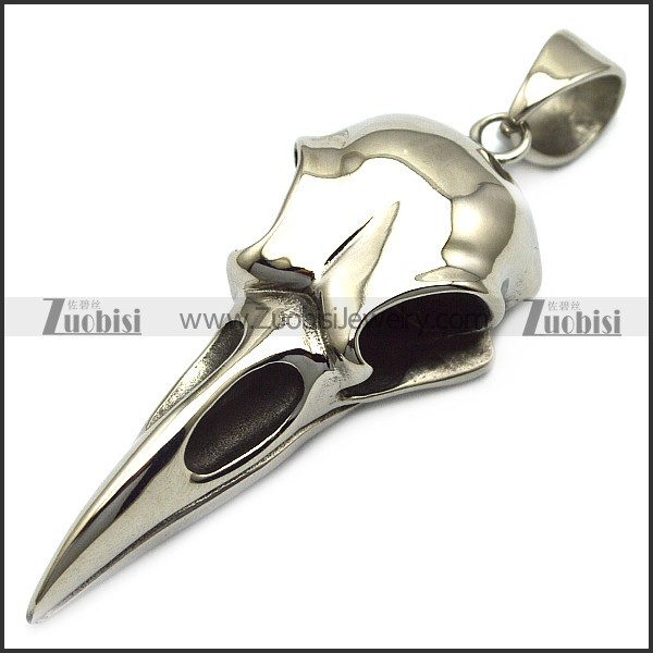 silver tone stainless steel raven pendant p007400