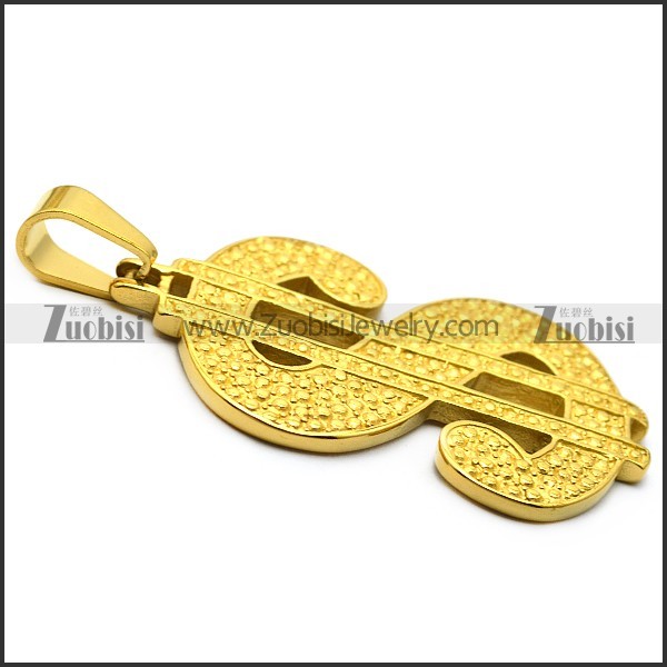 hip hop golden dollar sign stainless steel pendant p007602