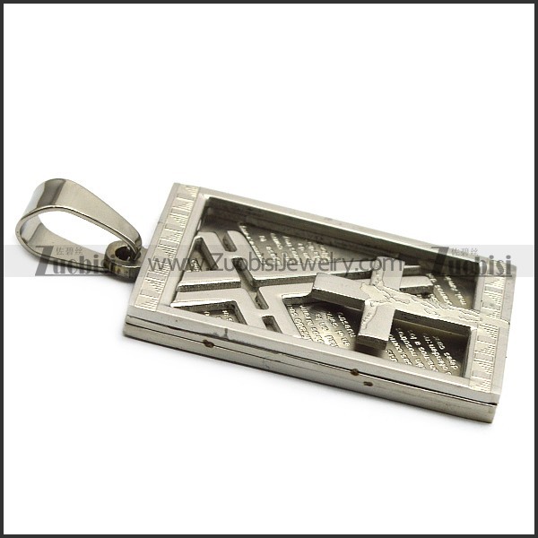 silver stainless steel cross dog tag p007504