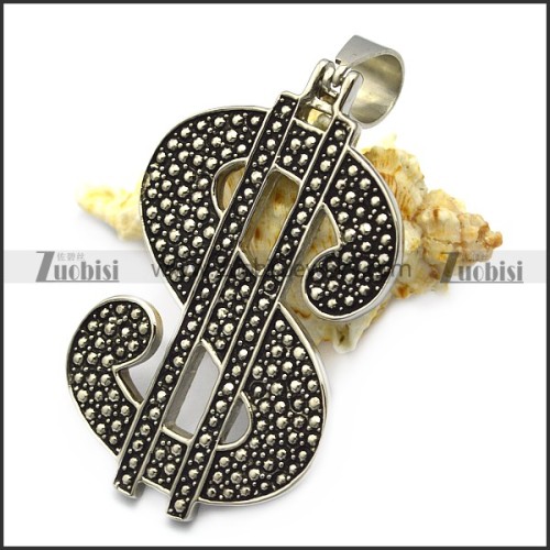 vintage style stainless steel US dollar sign pendant p007601