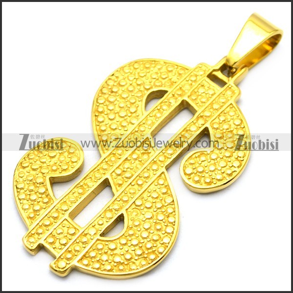 hip hop golden dollar sign stainless steel pendant p007602