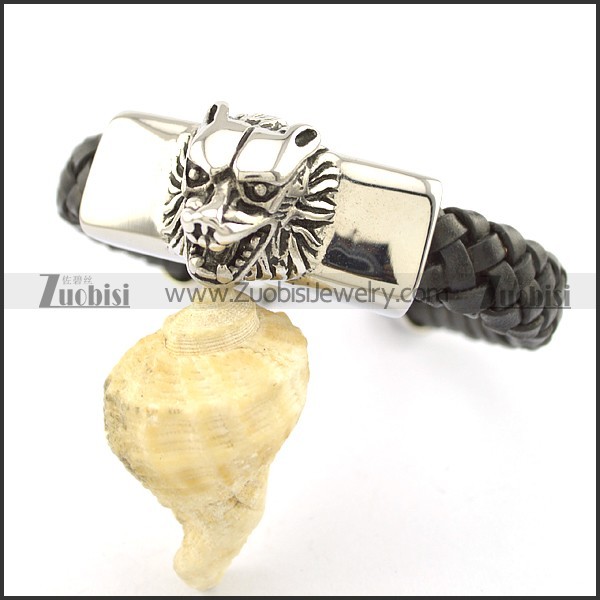 Cool wolf stainless steel rope bracelet b002314