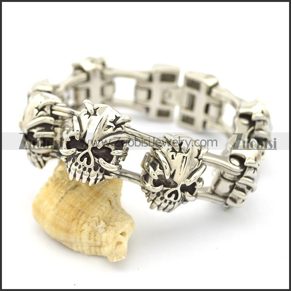 7 Prince of the Devils heads bike chain bracelet b002613