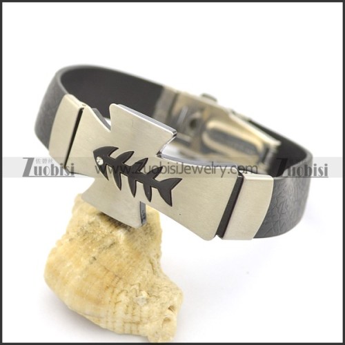 Fishbone Cross Rubber Bracelet b002978