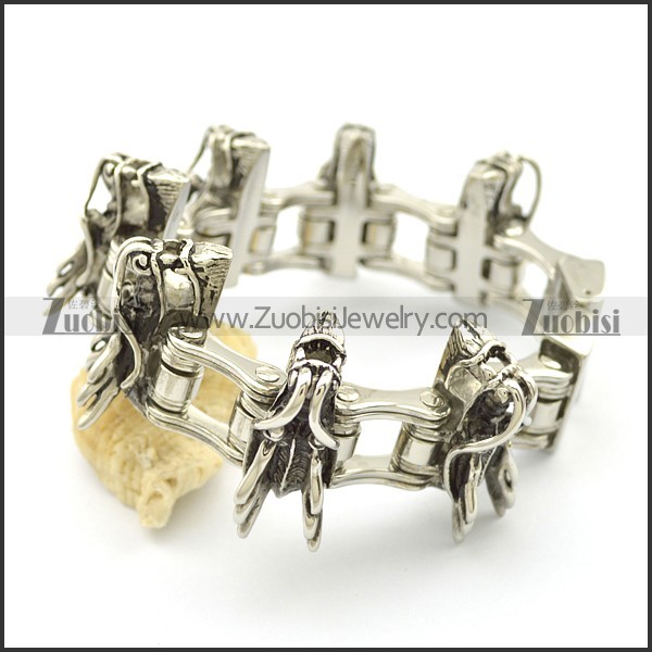 7 Dragon Heads Bike Chain Bracelet b003029
