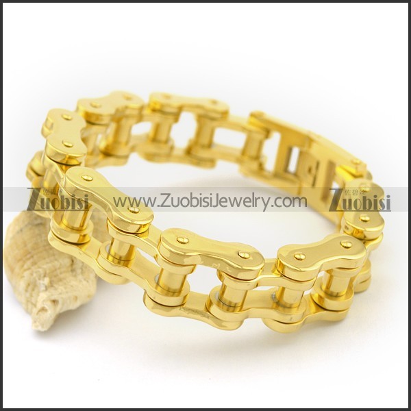 18mm Gold-plating Stainless Steel Bike Chain Link Bracelet for Unisex b003485