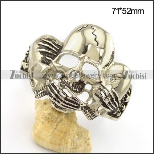 Three Skull Heads Bangle for Strong Mens b004048