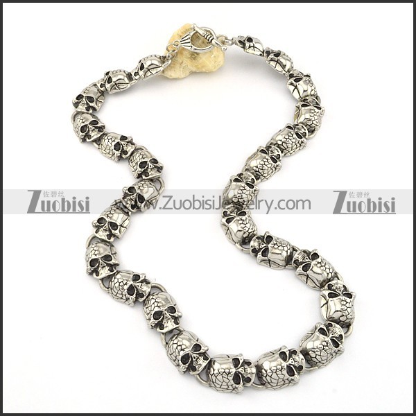 26 Crapy Skull Stainless Steel Necklace for Heavy Mens -n000200
