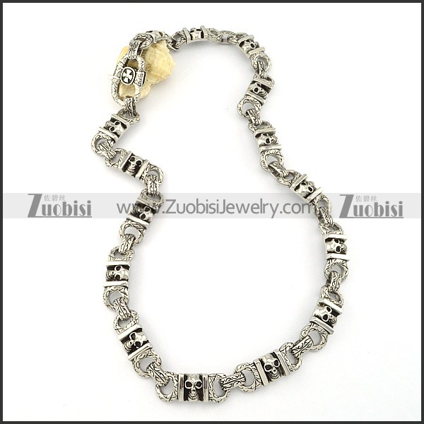 15pcs Skull Head Long Necklace for Heavy Motorcycle Bikers -n000239