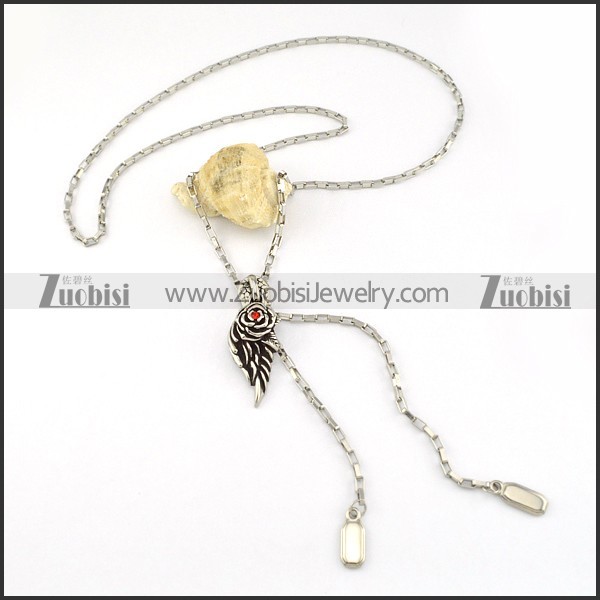 Zip fastener Chain in Stainless Steel with Rose Wing -n000234