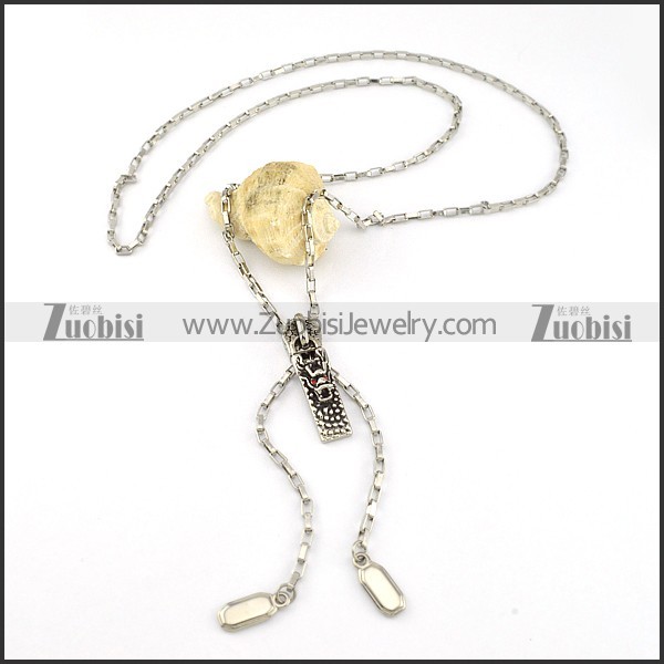 Zipper Chain in Stainless Steel with Dragon Sliding Tab -n000232