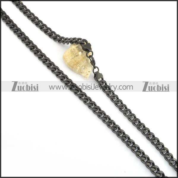 8mm black plated flat chain necklace n000510