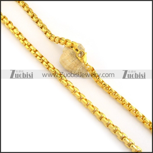 8mm wide shiny gold plating pearl chain necklace n000502