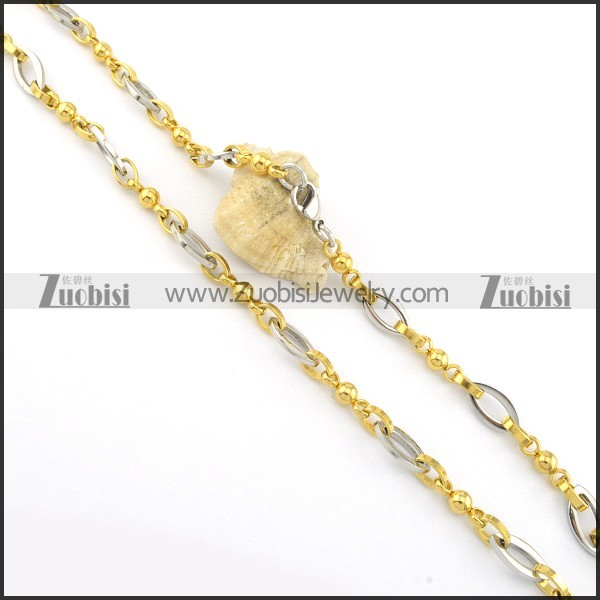 9mm wide gold and silver stainless steel necklace chain n000538
