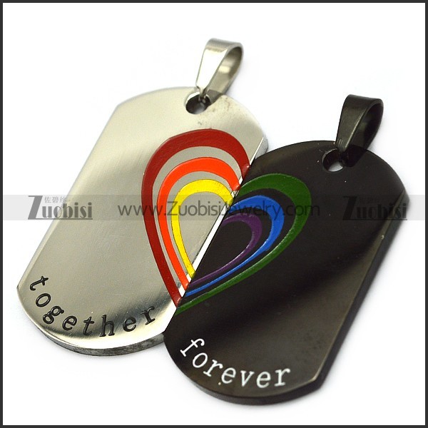 Stainless Steel Gay Pride Couple Pendant p007721