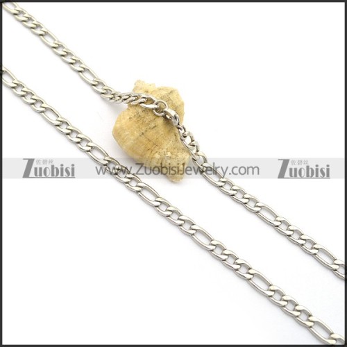 6mm Wide Figaro Chain in Stainless Steel n001006