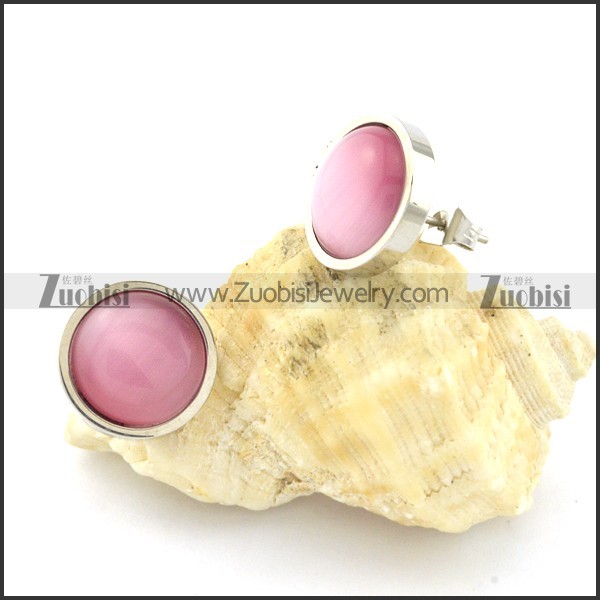 economic 316L Stainless Steel Cat Eye Stone Earring -e000525