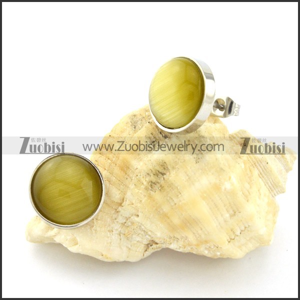 pretty oxidation-resisting steel Cat Eye Stone Earring -e000526