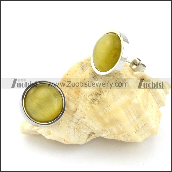 attractive Steel Cat Eye Stone Earring -e000523