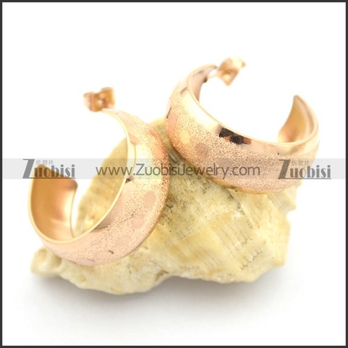 yellow gold pierced earrings in stainless steel e000895