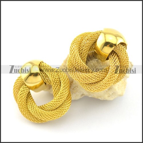 yellow gold plating net chain earring e000875