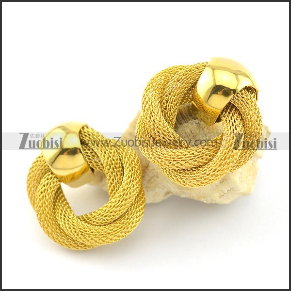 yellow gold plating net chain earring e000875