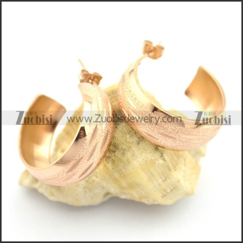 9mm wide rose gold drop earrings e000898