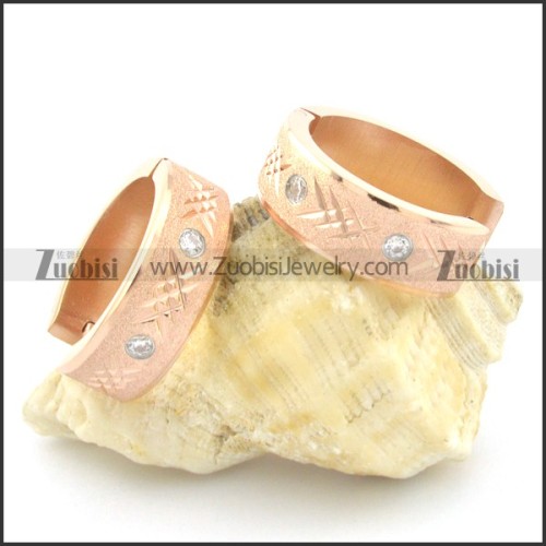 rose gold stainless steel cutting rhinestone earring e000760