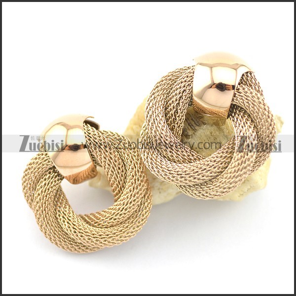 rose gold net chain earring e000876