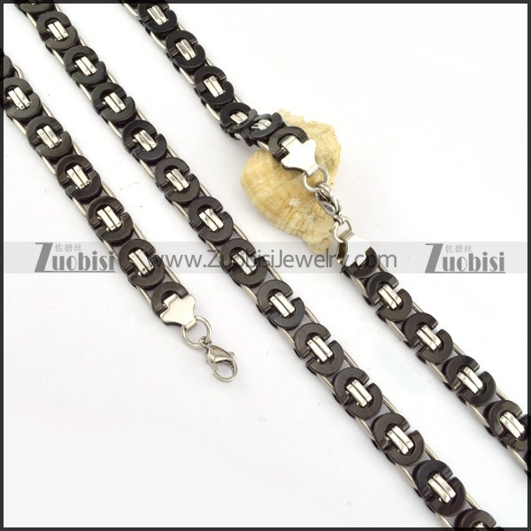 comely Steel Stamping Necklace with Bracele Set - s000252