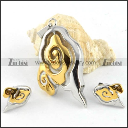 Stainless Steel Propitious Cloud jewelry set -s000027