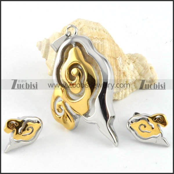 Stainless Steel Propitious Cloud jewelry set -s000027