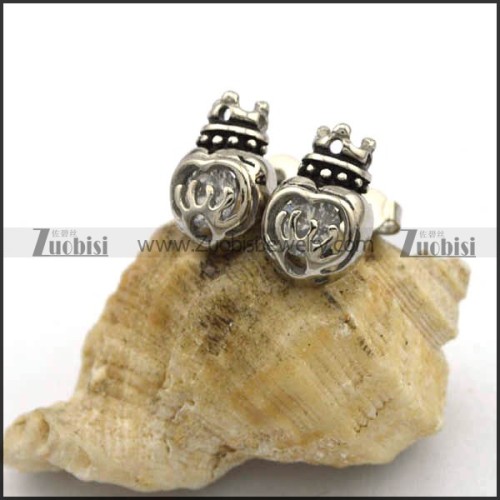Crown Shaped Zircon Stud Earrings e001052