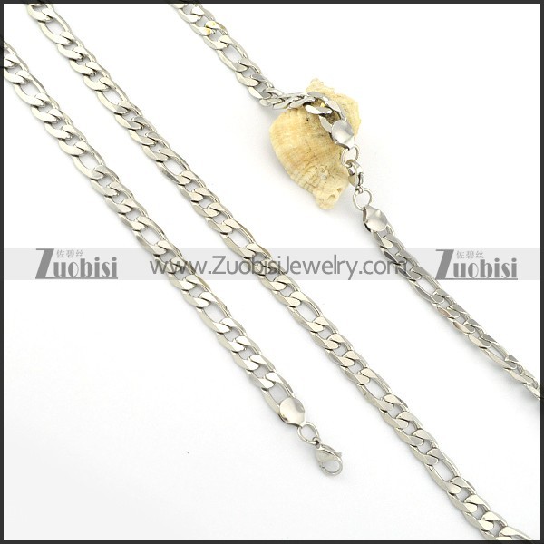 Steel Jewelry Set including Stamping Necklace and Bracelet -s000471