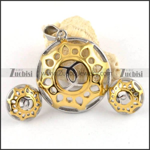 Branded Name Stainless Steel jewelry set in 2 Tones -s000041