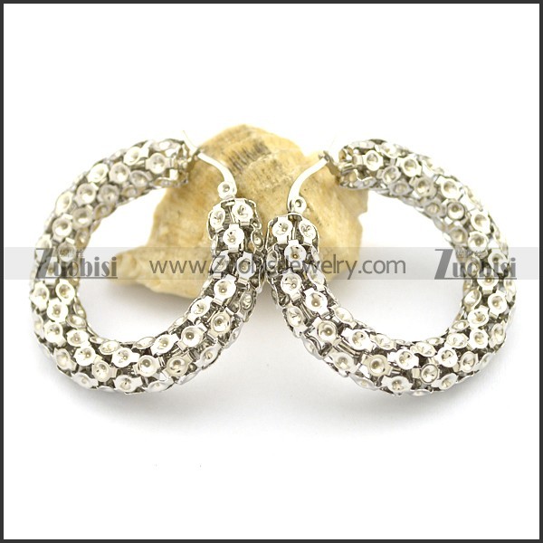 8mm Silver Hollow Stainless Steel Earring e001022