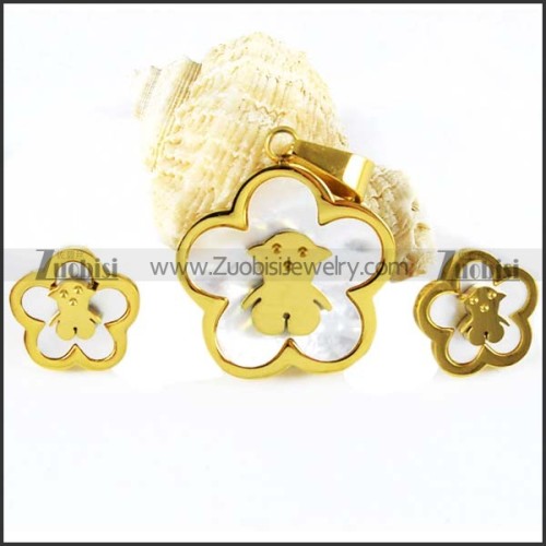 Gold Stainless Steel Boy Jewelry Set-s000012