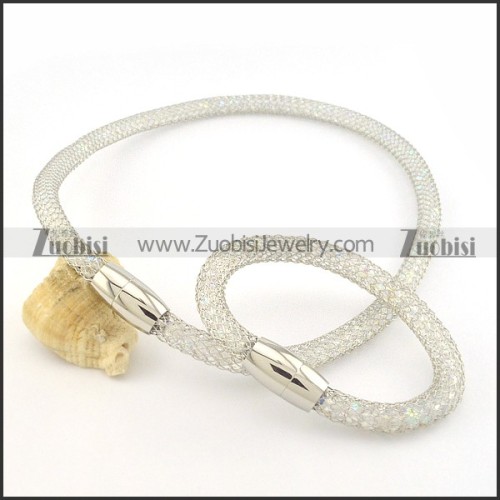 stainless steel soft net chain with clear ab color zircon s000778