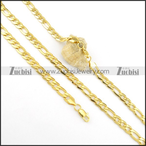 8mm wide shiny gold finishing chain necklace set s000820