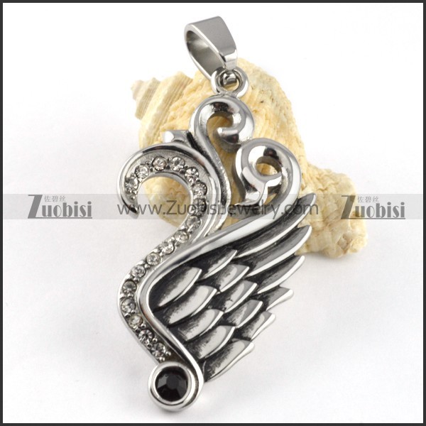 Peacock Wing Stainless Steel Pendant - p000153