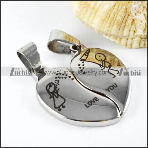 Heart Stainless Steel Couple Pendants - p000001