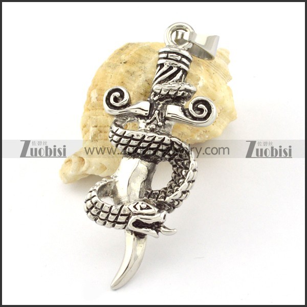 economic Stainless Steel viper Snake Cross Pendants - p000527