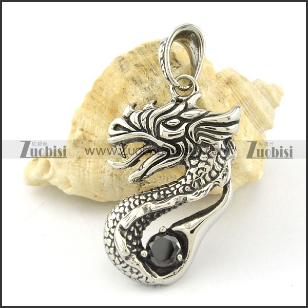 Stainless Steel fiery dragon Pendant -p000813