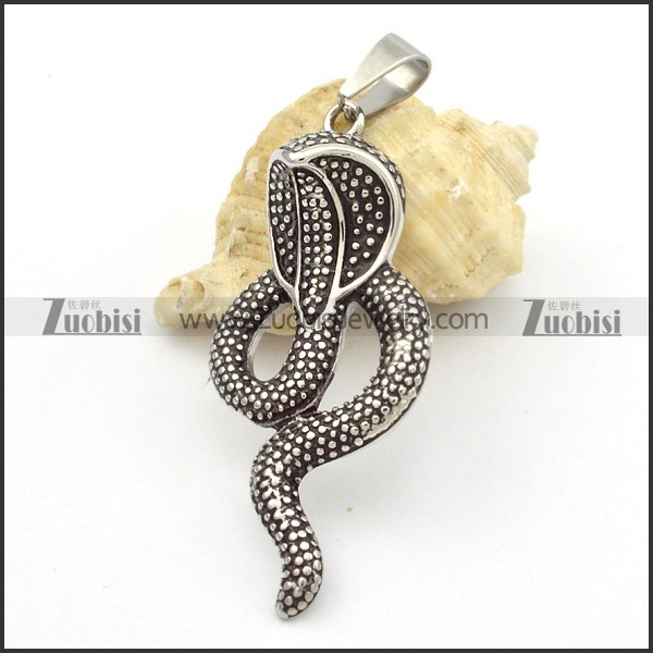 Black Stainless Steel Rattlesnake Pendants -p000421