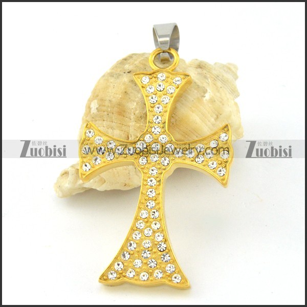 practical Gold noncorrosive steel Cross Pendants - p000507