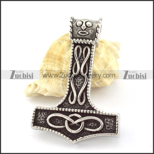 Vintage Stainless Steel Hammer of Thor Pendant -p000852